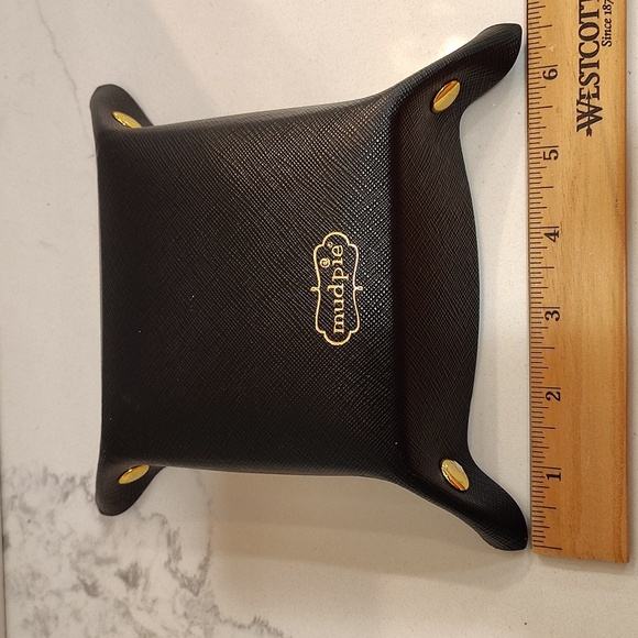 Mudpie Black Trinket Container "All The Things" Faux Gold Snaps 6.5" X 6.5" - Picture 5 of 6